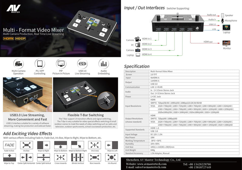 Feelworld LIVEPRO L1 Multiformat Video Mixer Switcher